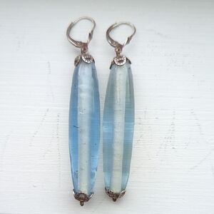 Chic Blue and Silver Drop Earrings